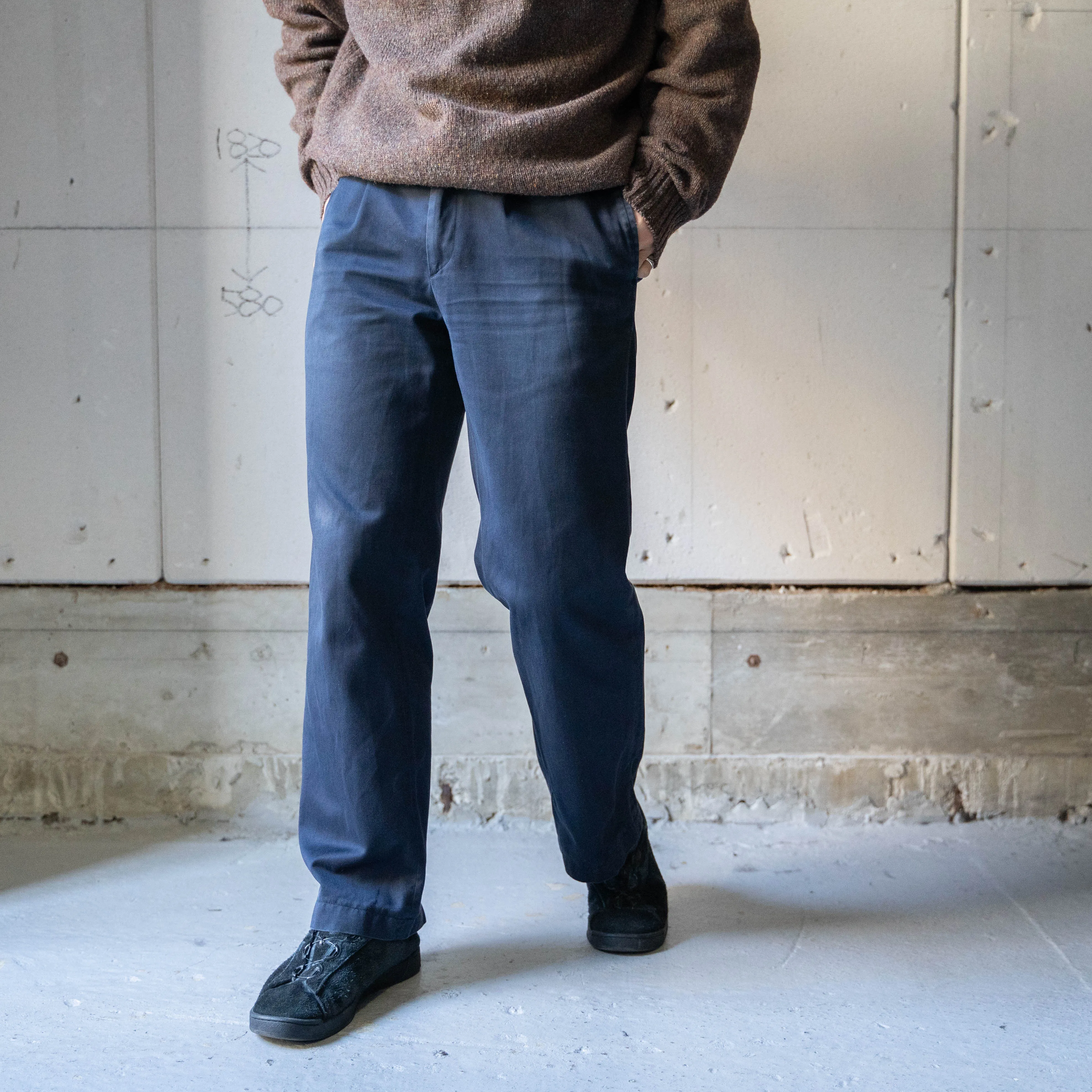 1980-90s Italian military navy chino pants -good fade-