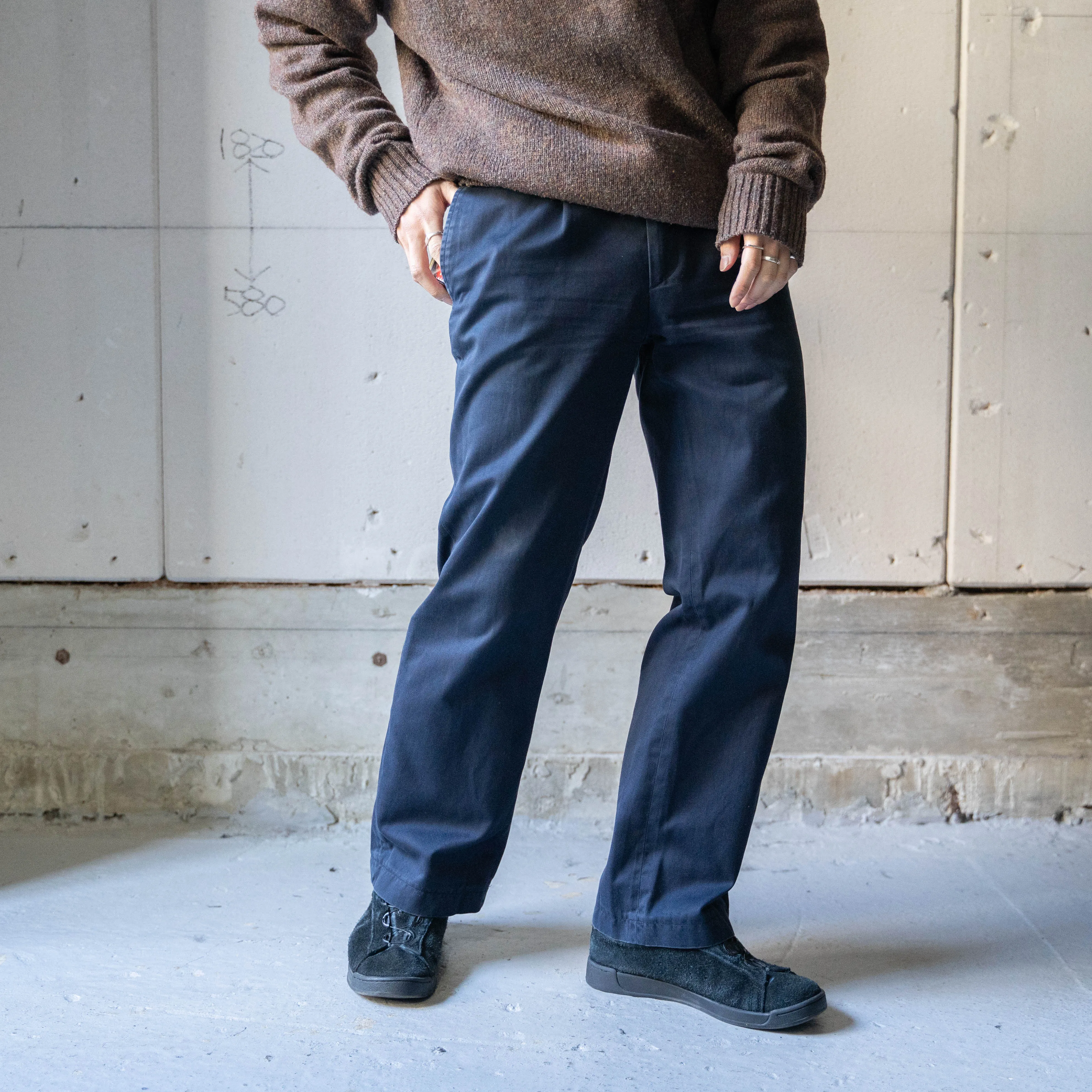 1980-90s Italian military navy chino pants -good fade-