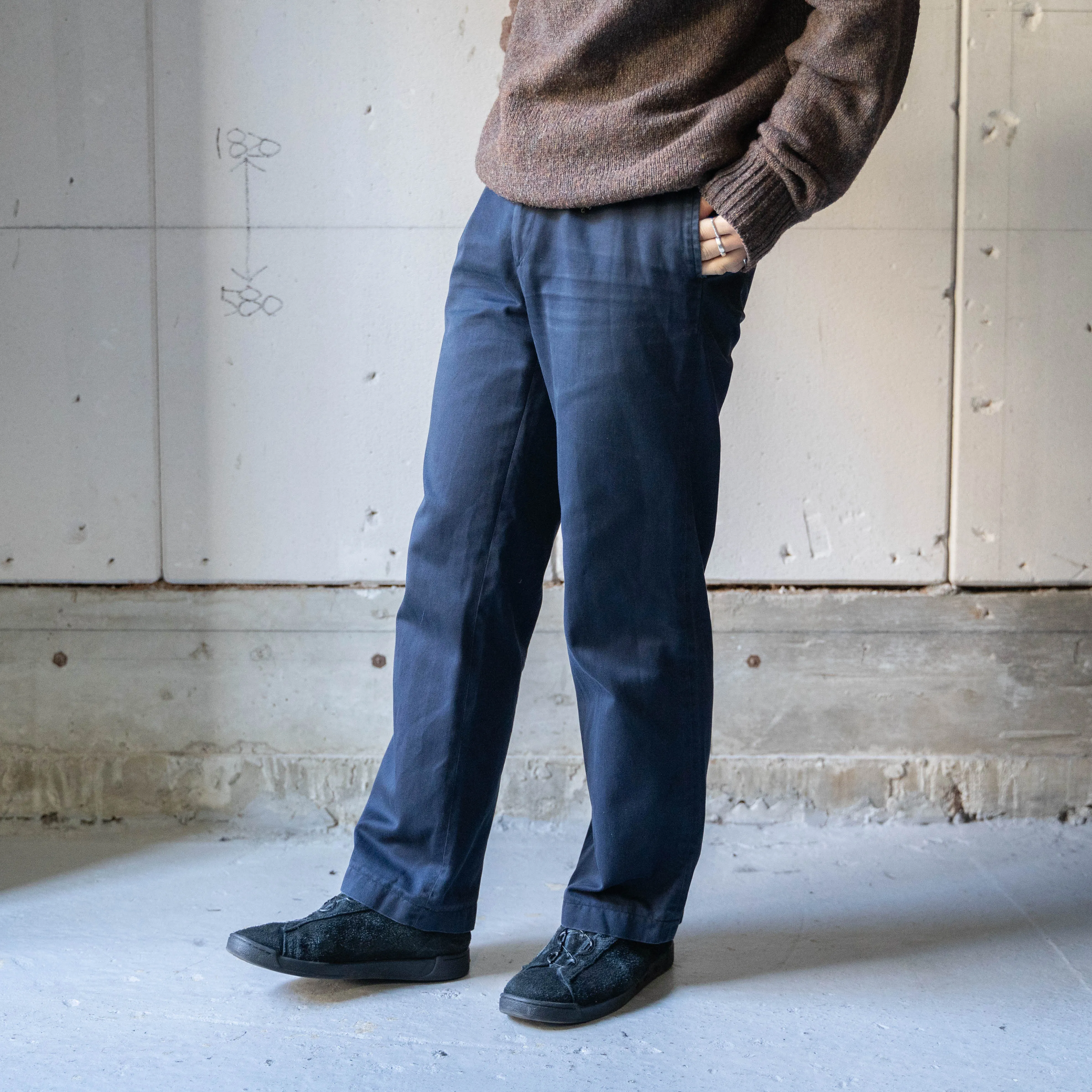 1980-90s Italian military navy chino pants -good fade-