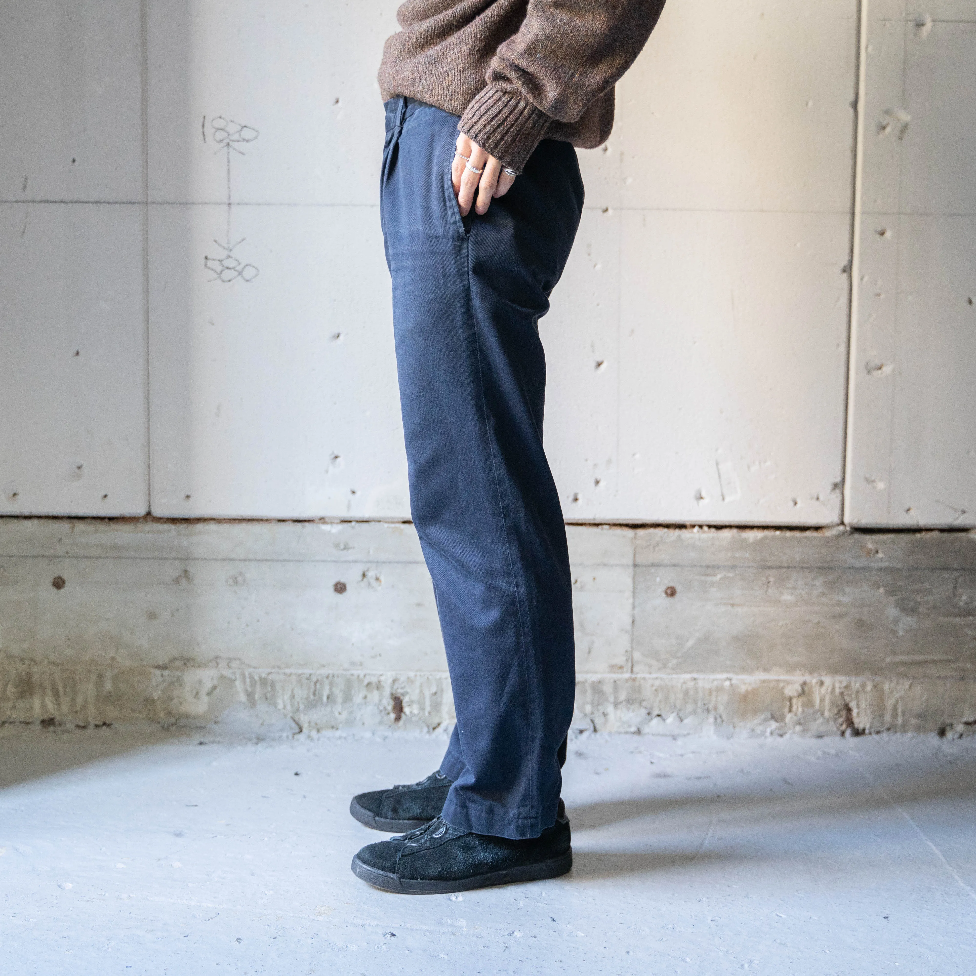 1980-90s Italian military navy chino pants -good fade-