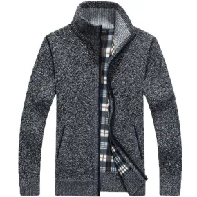 2023 Autumn Winter Men's Sweater Coat Faux Fur Wool Sweater Jackets