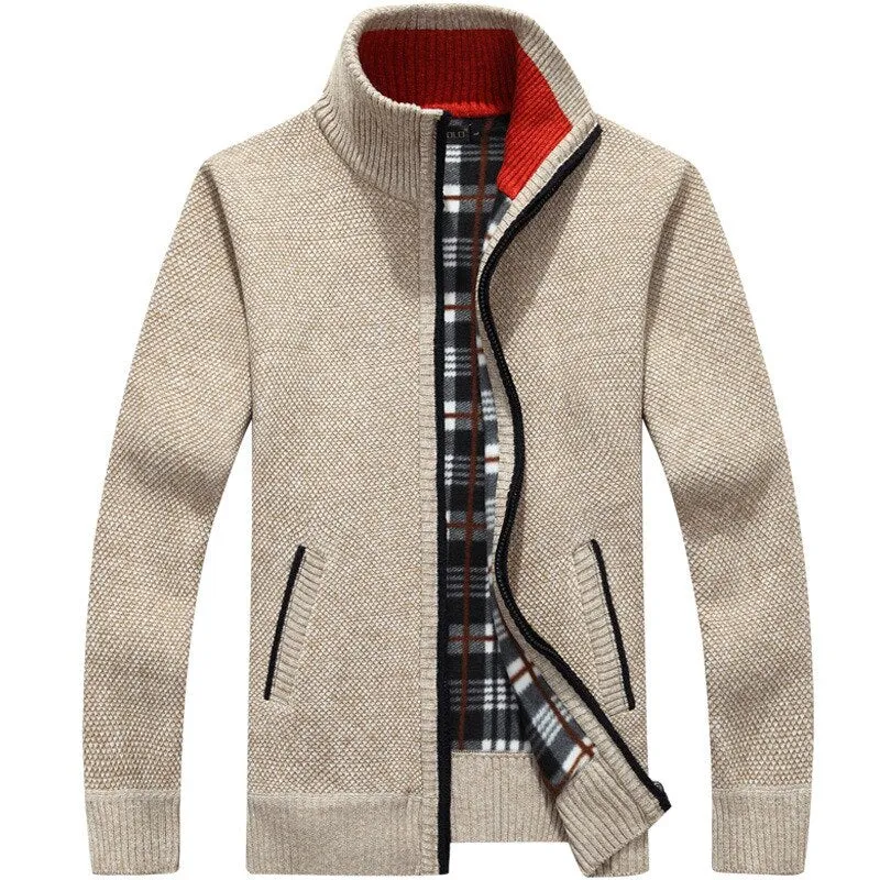 2023 Autumn Winter Men's Sweater Coat Faux Fur Wool Sweater Jackets