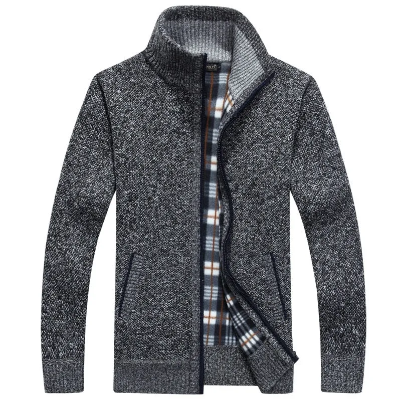 2023 Autumn Winter Men's Sweater Coat Faux Fur Wool Sweater Jackets