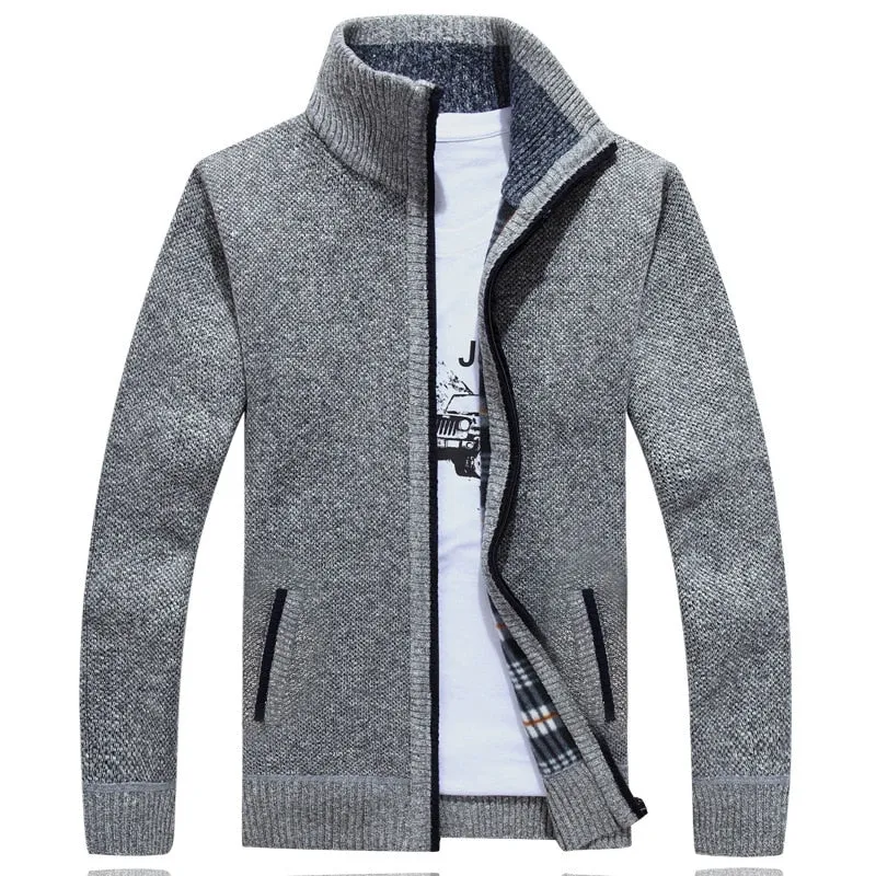 2023 Autumn Winter Men's Sweater Coat Faux Fur Wool Sweater Jackets