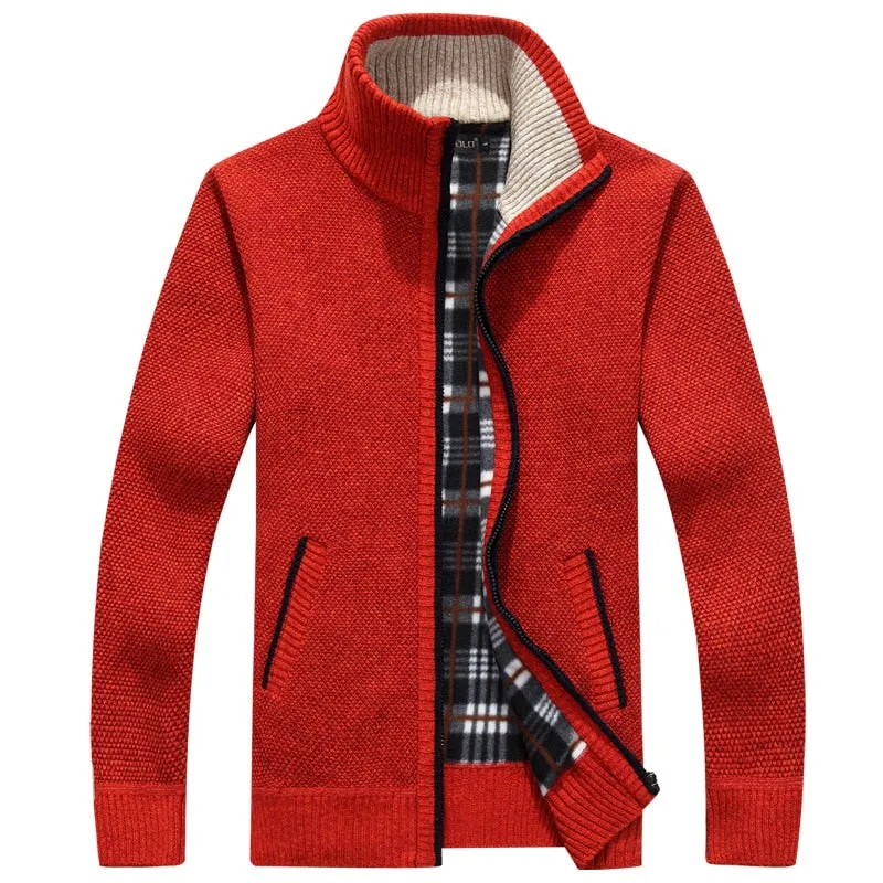 2023 Autumn Winter Men's Sweater Coat Faux Fur Wool Sweater Jackets