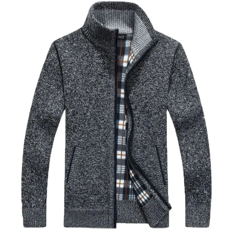 2023 Autumn Winter Men's Sweater Coat Faux Fur Wool Sweater Jackets
