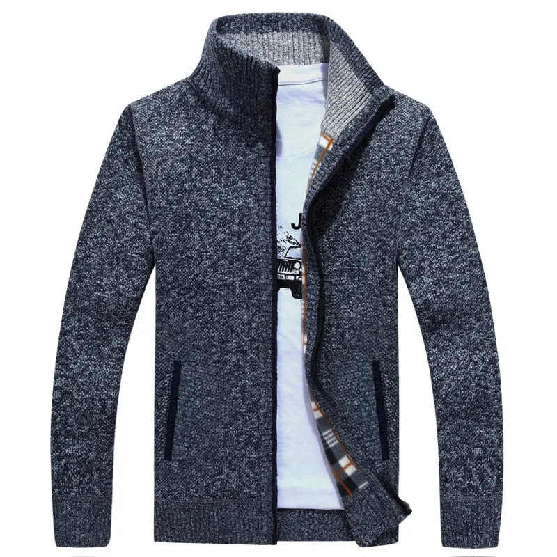 2023 Autumn Winter Men's Sweater Coat Faux Fur Wool Sweater Jackets