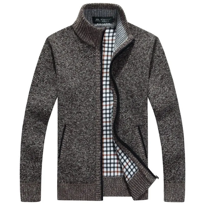 2023 Autumn Winter Men's Sweater Coat Faux Fur Wool Sweater Jackets