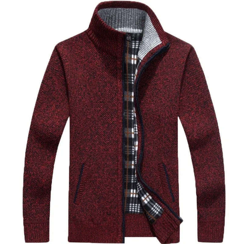 2023 Autumn Winter Men's Sweater Coat Faux Fur Wool Sweater Jackets