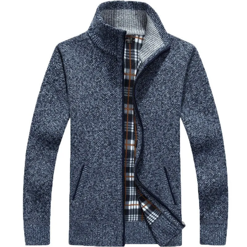 2023 Autumn Winter Men's Sweater Coat Faux Fur Wool Sweater Jackets
