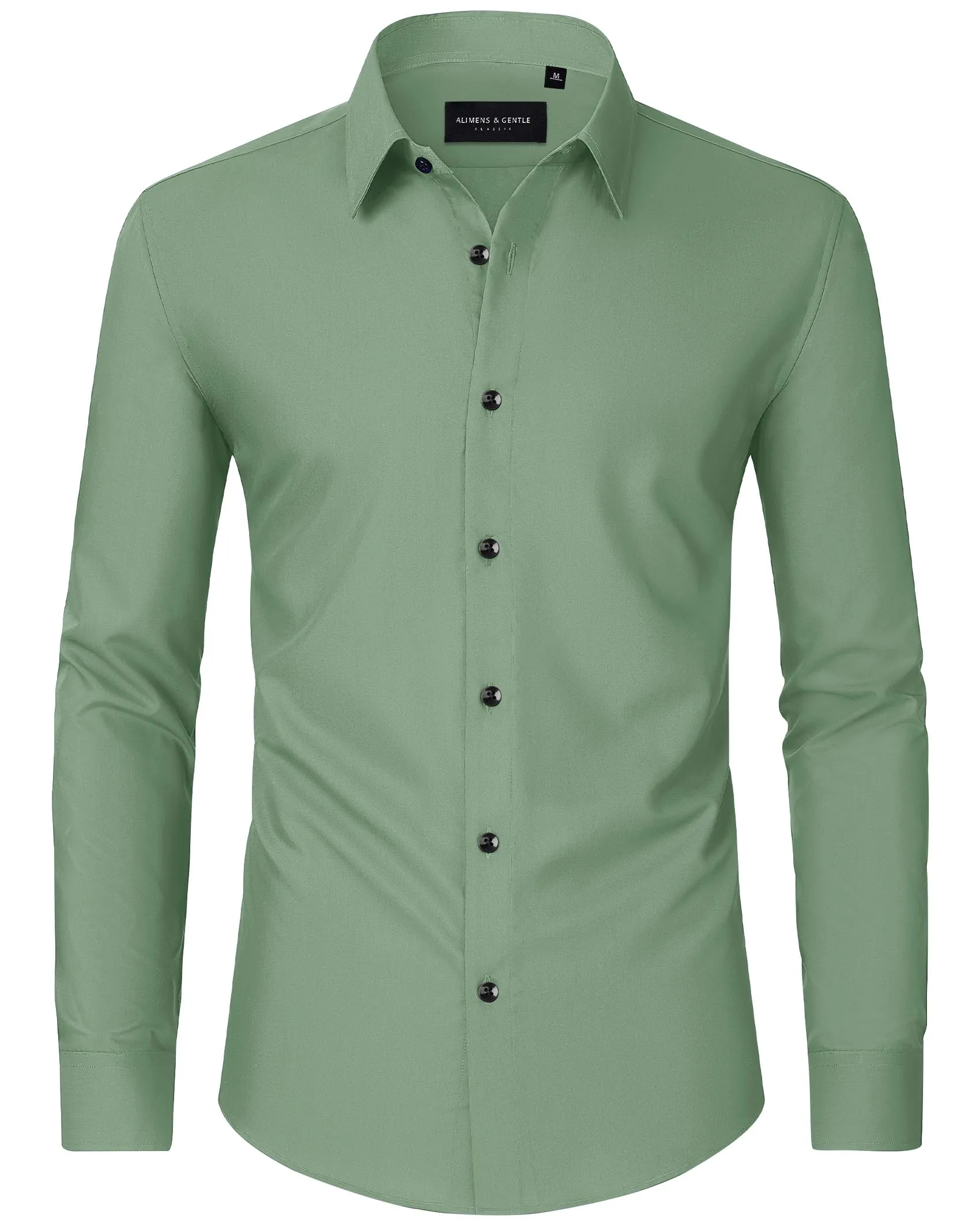 Alimens & Gentle Mens Dress Shirts Long Sleeve Wrinkle-Free Formal Shirts Wedding Dating Business Casual Button Down Shirt