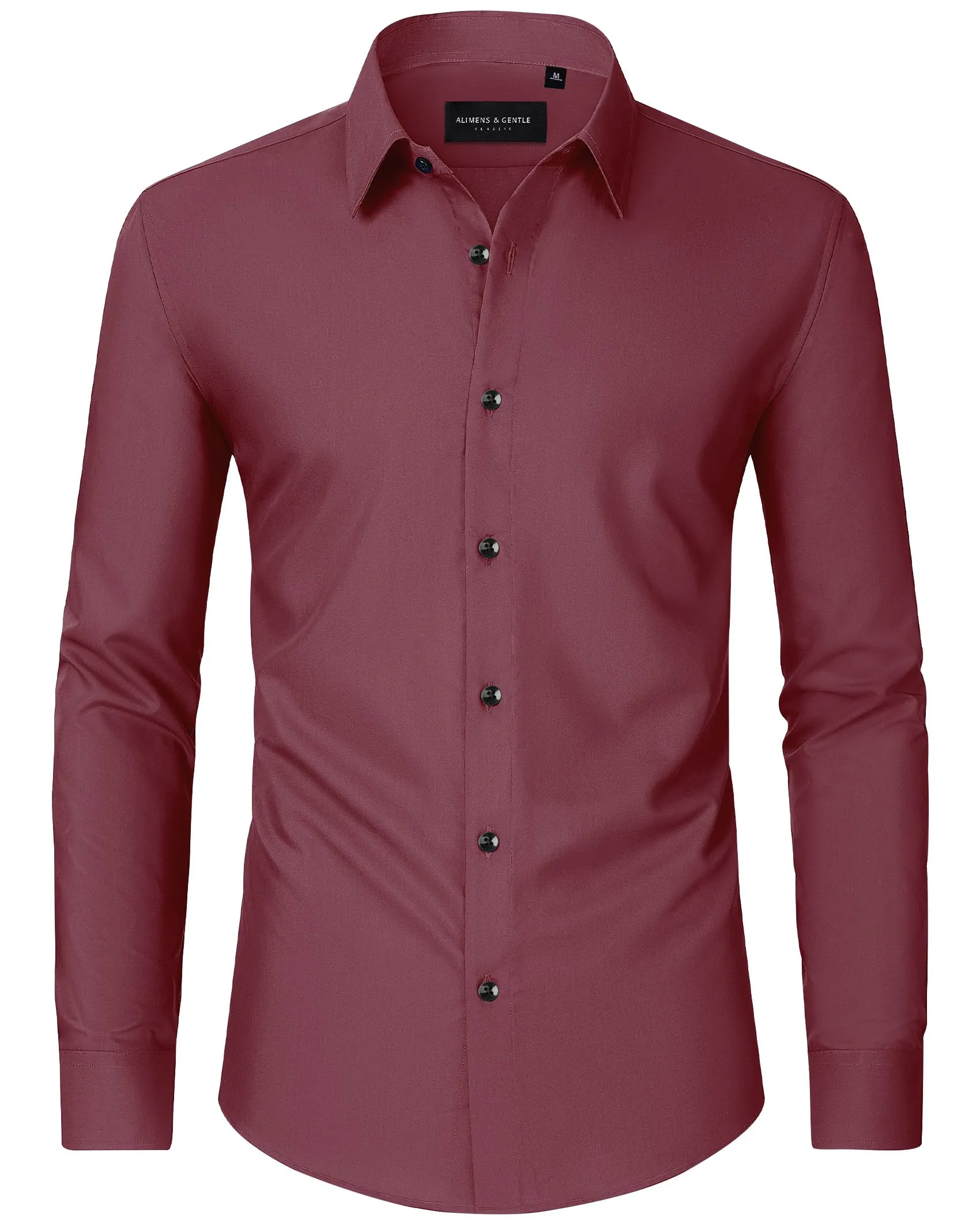Alimens & Gentle Mens Dress Shirts Long Sleeve Wrinkle-Free Formal Shirts Wedding Dating Business Casual Button Down Shirt