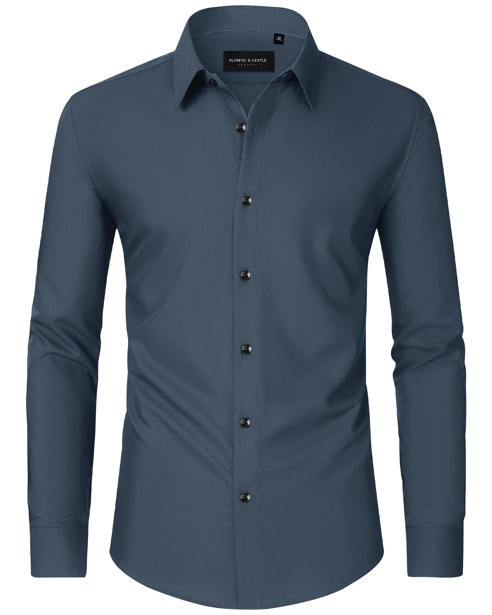 Alimens & Gentle Mens Dress Shirts Long Sleeve Wrinkle-Free Formal Shirts Wedding Dating Business Casual Button Down Shirt