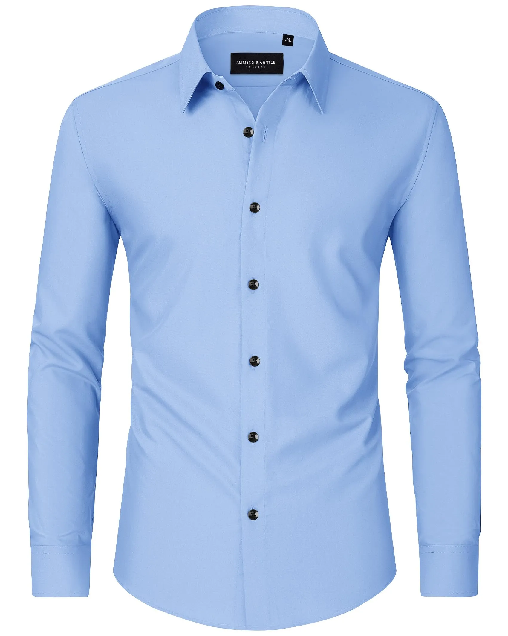 Alimens & Gentle Mens Dress Shirts Long Sleeve Wrinkle-Free Formal Shirts Wedding Dating Business Casual Button Down Shirt