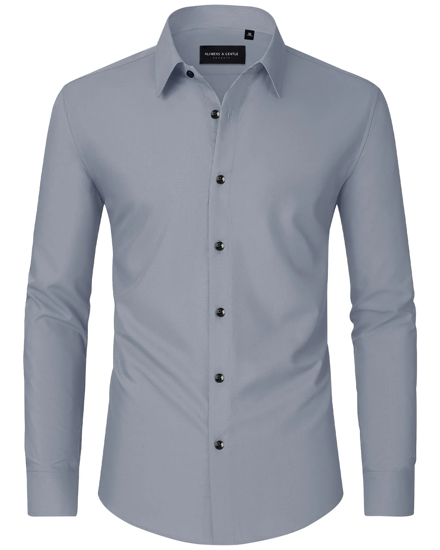 Alimens & Gentle Mens Dress Shirts Long Sleeve Wrinkle-Free Formal Shirts Wedding Dating Business Casual Button Down Shirt