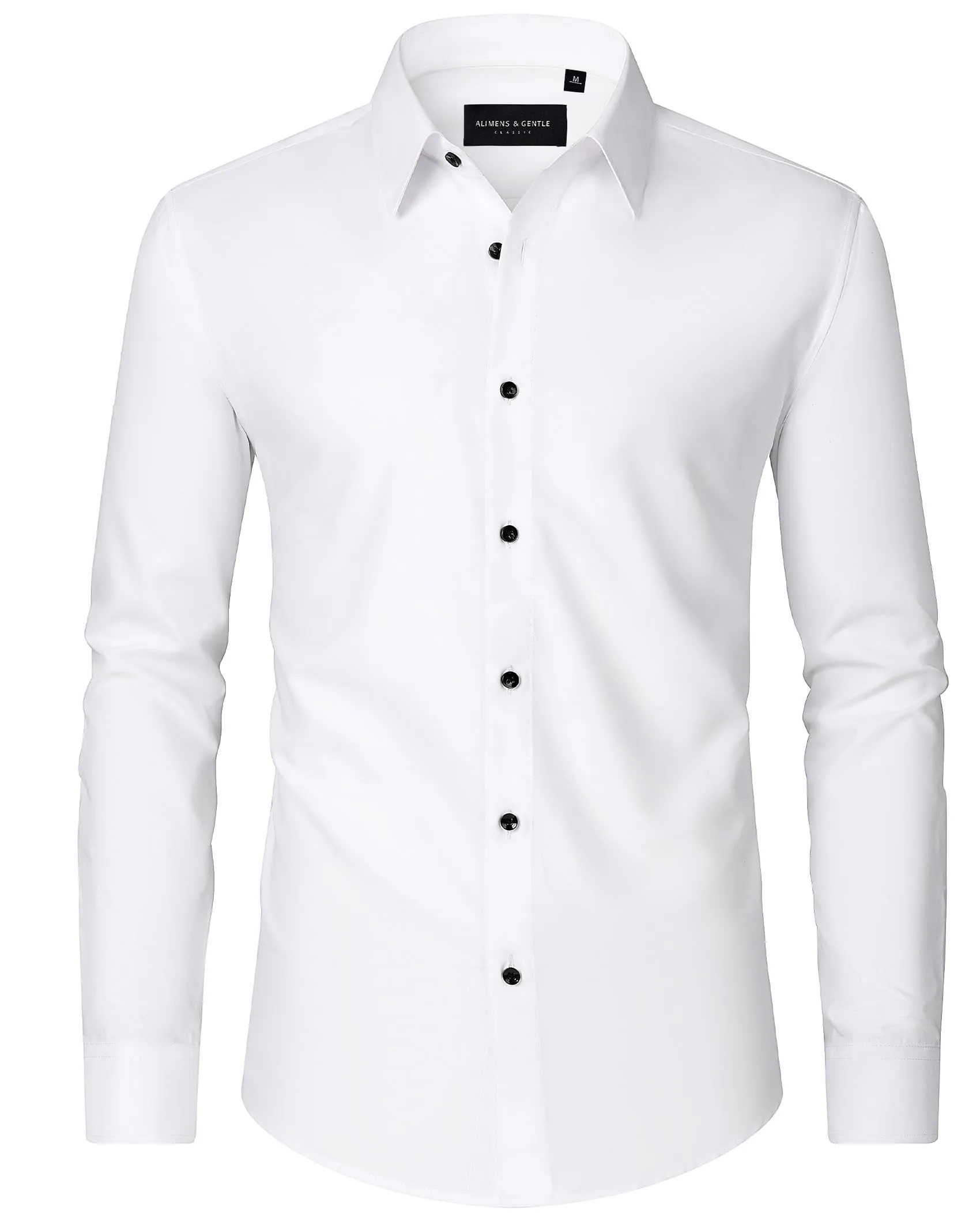 Alimens & Gentle Mens Dress Shirts Long Sleeve Wrinkle-Free Formal Shirts Wedding Dating Business Casual Button Down Shirt
