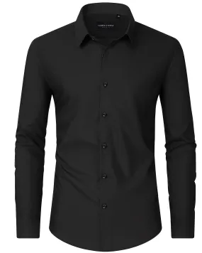 Alimens & Gentle Mens Dress Shirts Long Sleeve Wrinkle-Free Formal Shirts Wedding Dating Business Casual Button Down Shirt