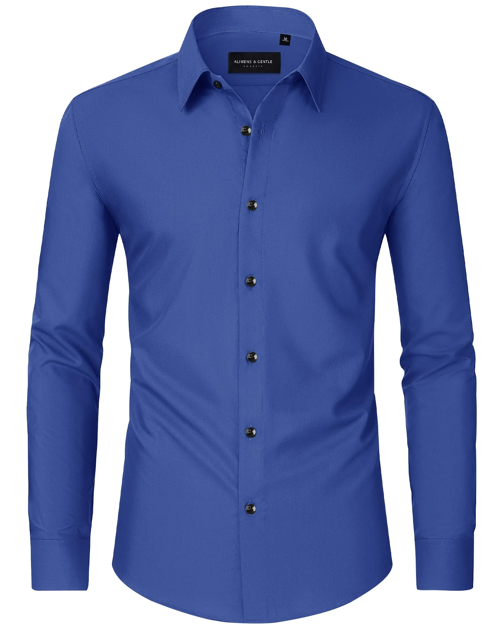 Alimens & Gentle Mens Dress Shirts Long Sleeve Wrinkle-Free Formal Shirts Wedding Dating Business Casual Button Down Shirt
