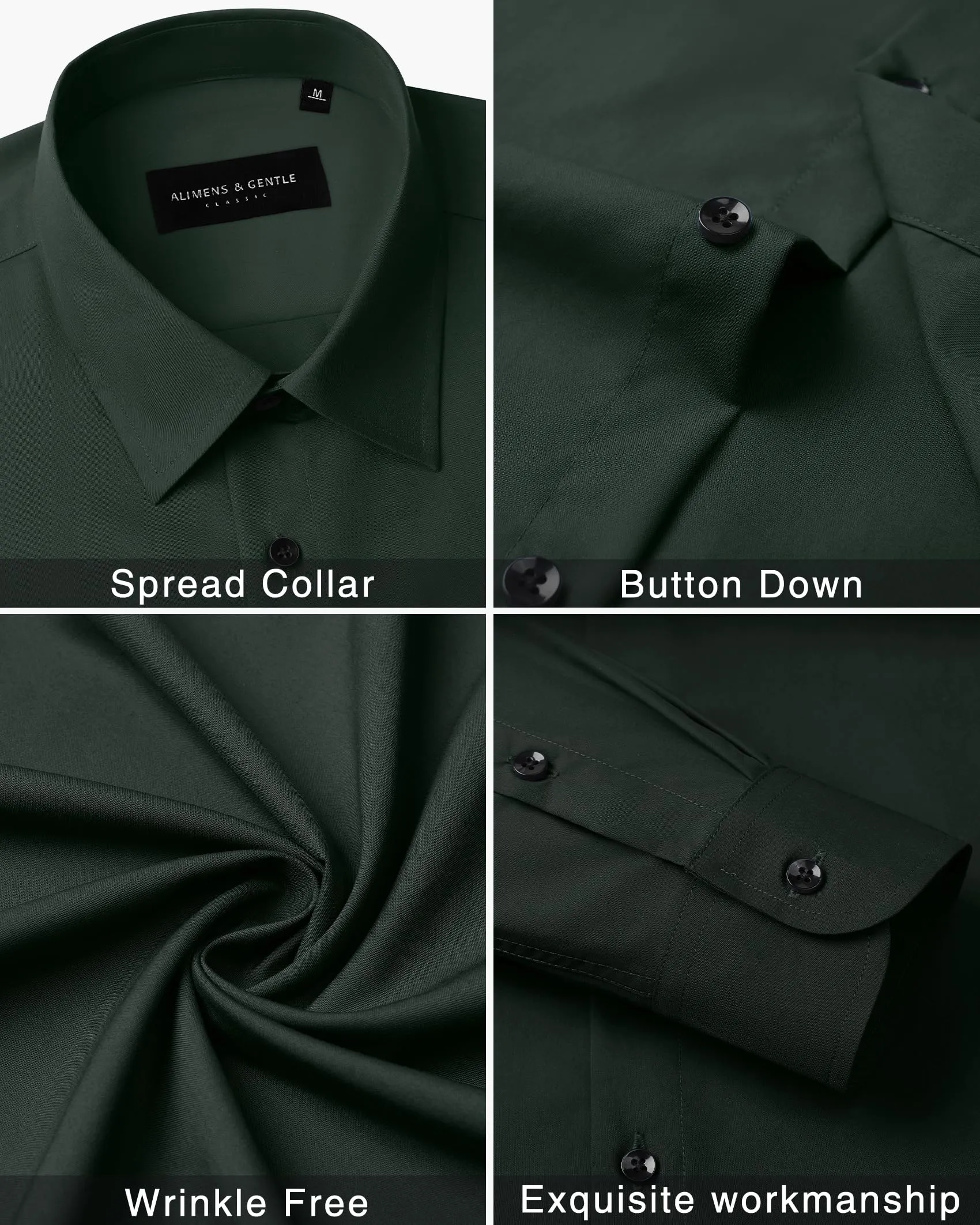 Alimens & Gentle Mens Dress Shirts Long Sleeve Wrinkle-Free Formal Shirts Wedding Dating Business Casual Button Down Shirt