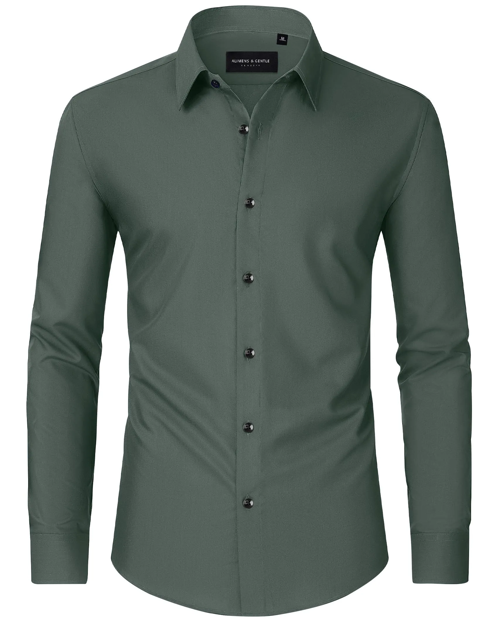 Alimens & Gentle Mens Dress Shirts Long Sleeve Wrinkle-Free Formal Shirts Wedding Dating Business Casual Button Down Shirt