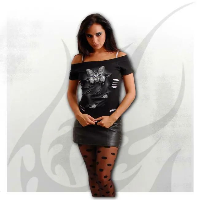 Bright Eyes 2 in 1 White Ripped Womens Top