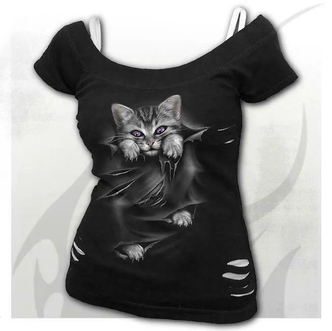 Bright Eyes 2 in 1 White Ripped Womens Top