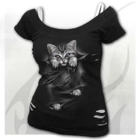 Bright Eyes 2 in 1 White Ripped Womens Top