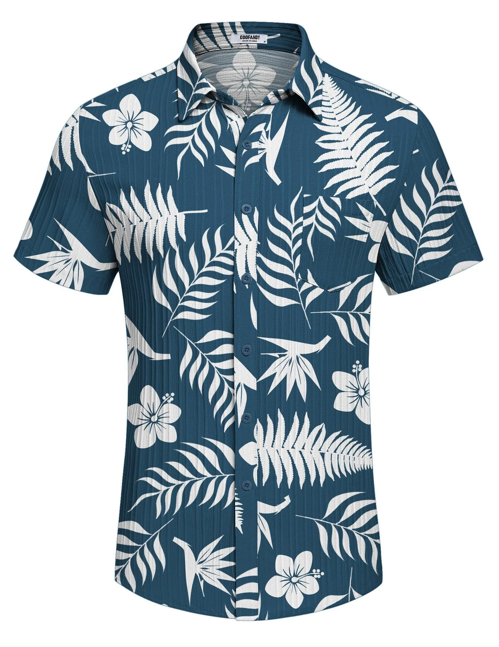 COOFANDY Men's Casual Button Down Shirts Short Sleeve Textured Summer Beach Shirt with Pocket