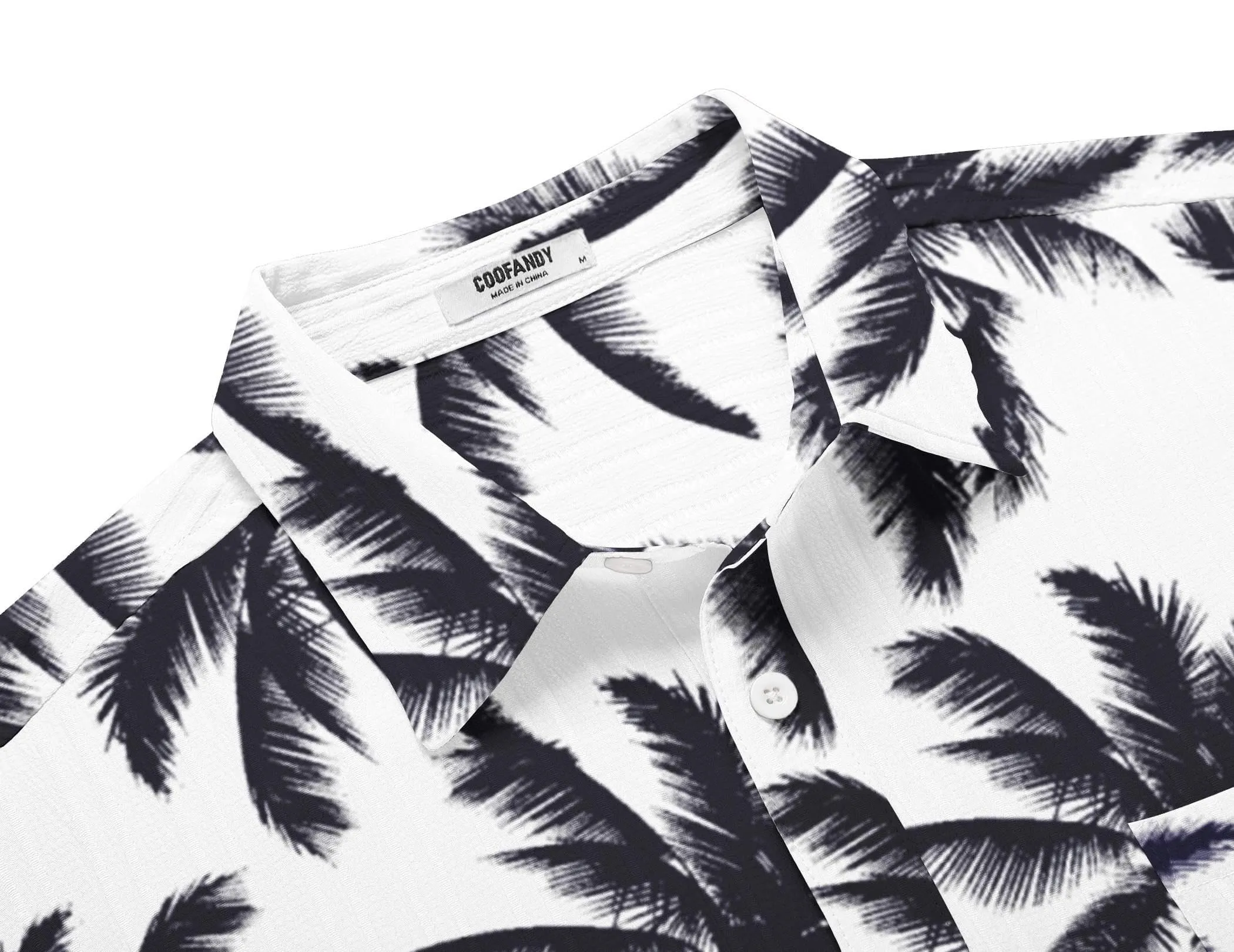 COOFANDY Men's Casual Button Down Shirts Short Sleeve Textured Summer Beach Shirt with Pocket