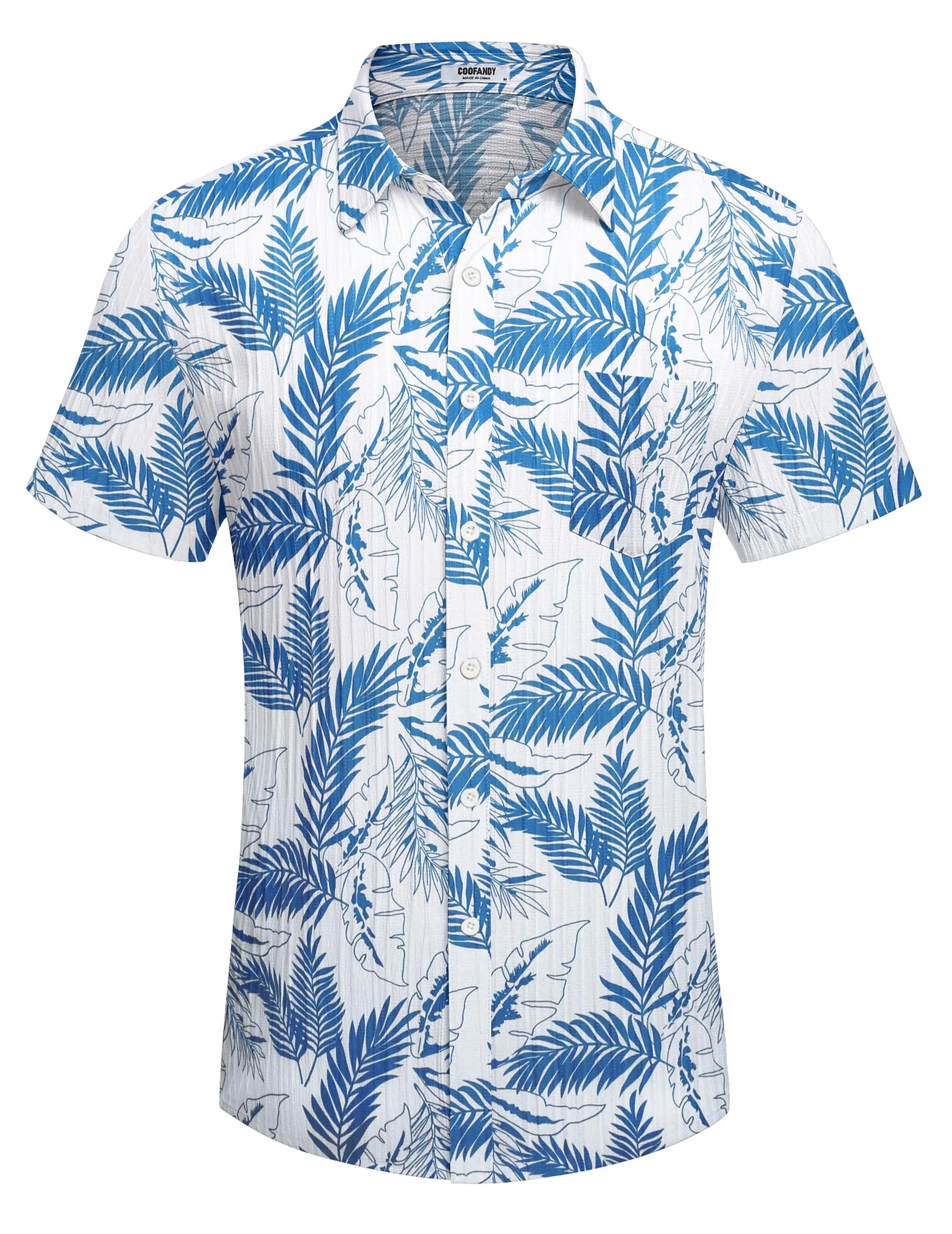 COOFANDY Men's Casual Button Down Shirts Short Sleeve Textured Summer Beach Shirt with Pocket