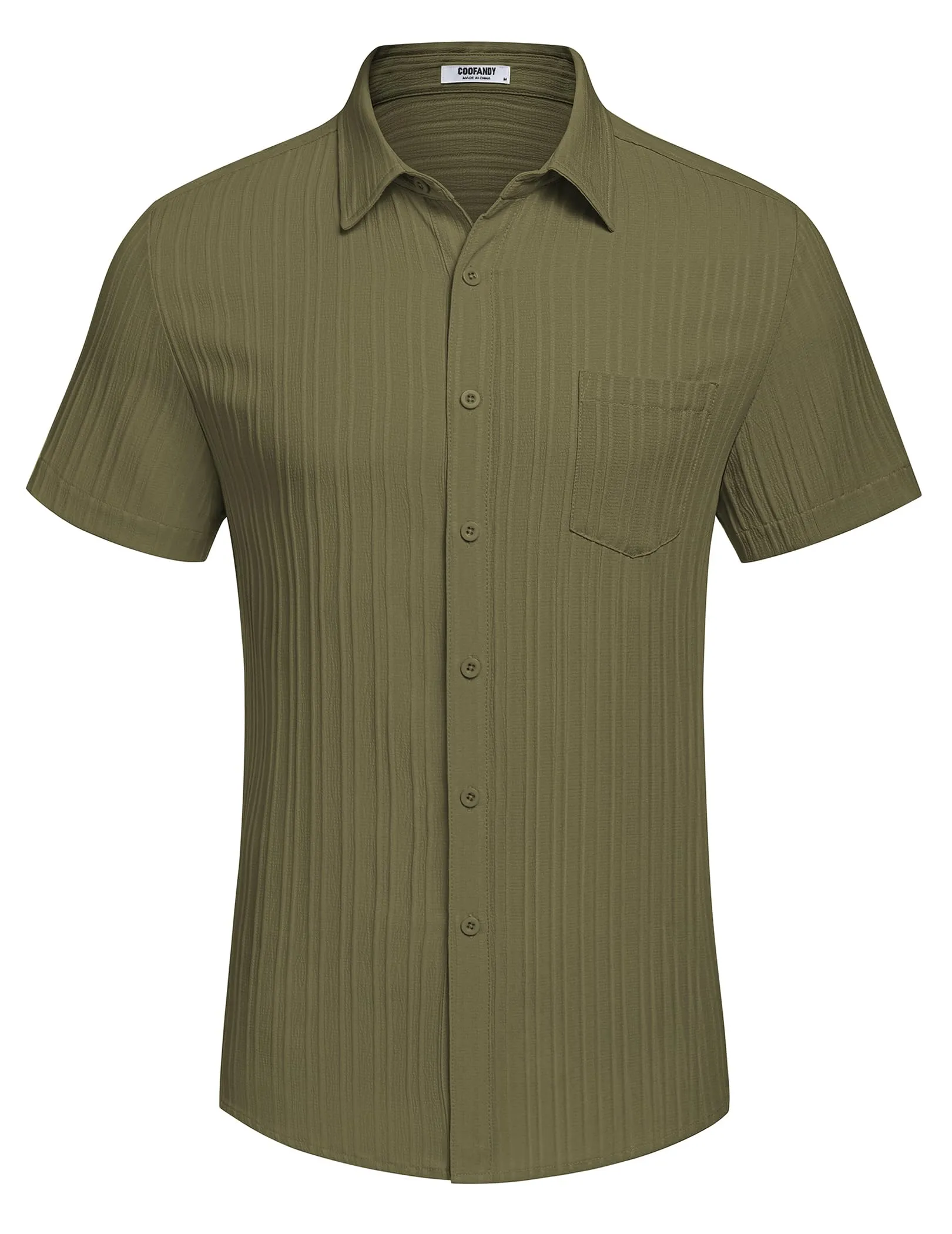 COOFANDY Men's Casual Button Down Shirts Short Sleeve Textured Summer Beach Shirt with Pocket