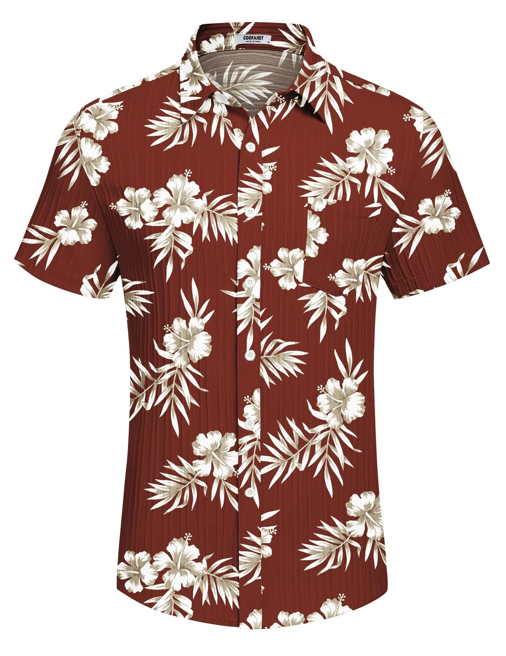 COOFANDY Men's Casual Button Down Shirts Short Sleeve Textured Summer Beach Shirt with Pocket