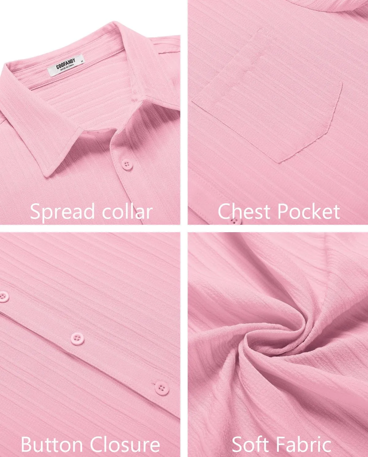 COOFANDY Men's Casual Button Down Shirts Short Sleeve Textured Summer Beach Shirt with Pocket