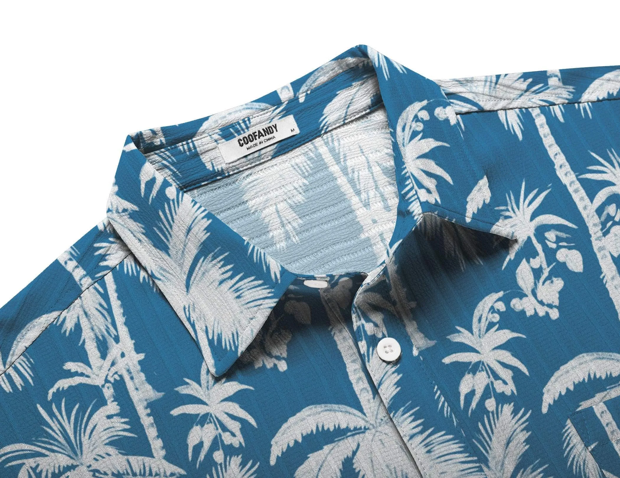 COOFANDY Men's Casual Button Down Shirts Short Sleeve Textured Summer Beach Shirt with Pocket