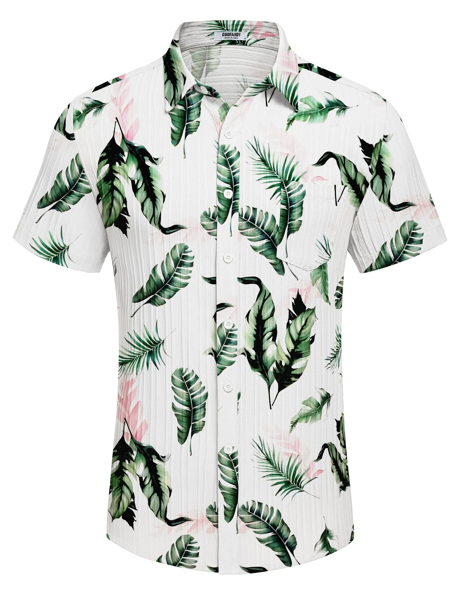 COOFANDY Men's Casual Button Down Shirts Short Sleeve Textured Summer Beach Shirt with Pocket