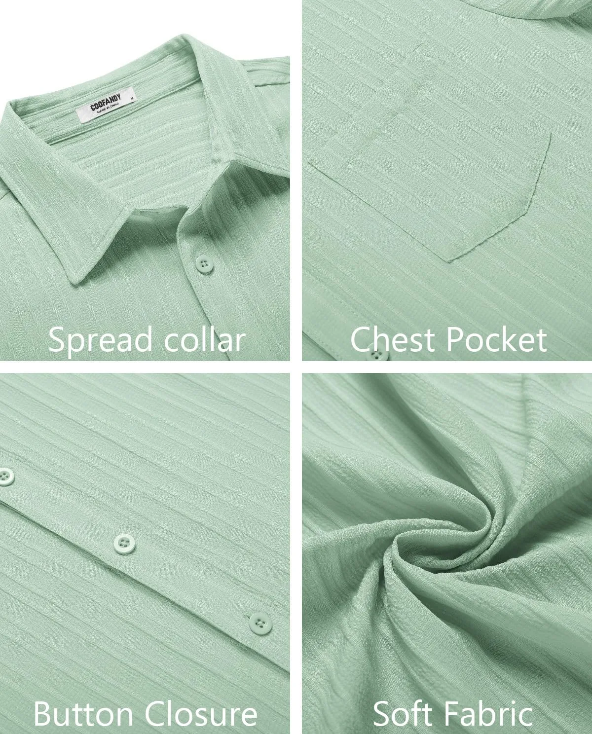 COOFANDY Men's Casual Button Down Shirts Short Sleeve Textured Summer Beach Shirt with Pocket