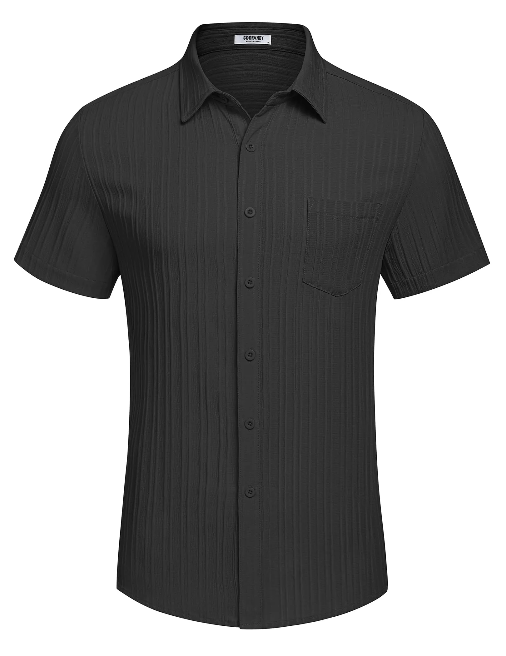 COOFANDY Men's Casual Button Down Shirts Short Sleeve Textured Summer Beach Shirt with Pocket