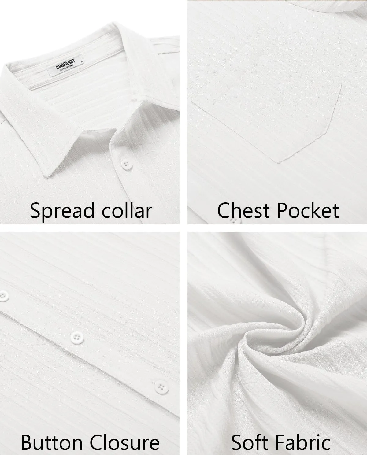 COOFANDY Men's Casual Button Down Shirts Short Sleeve Textured Summer Beach Shirt with Pocket
