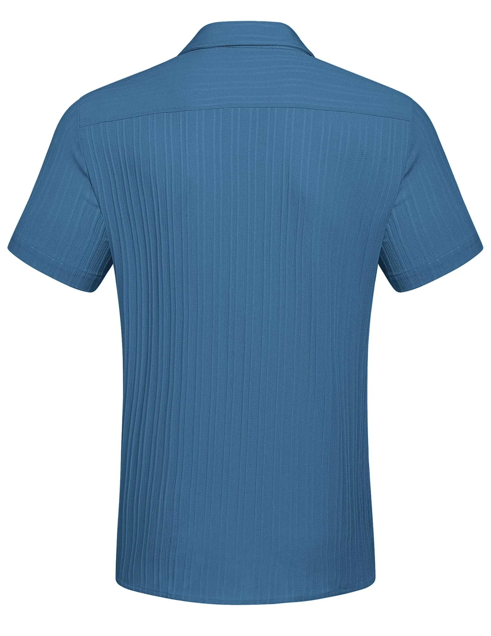 COOFANDY Men's Casual Button Down Shirts Short Sleeve Textured Summer Beach Shirt with Pocket