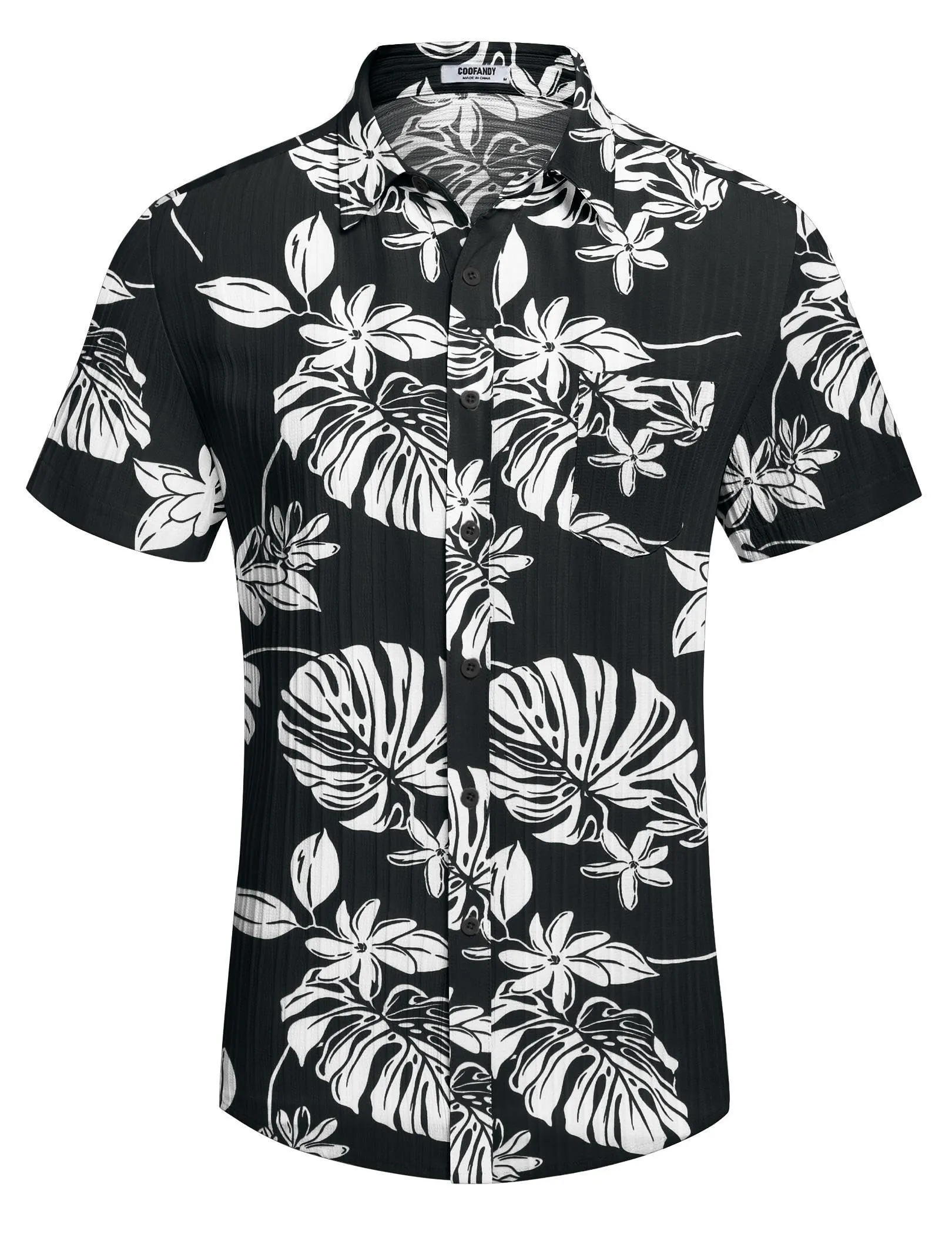 COOFANDY Men's Casual Button Down Shirts Short Sleeve Textured Summer Beach Shirt with Pocket