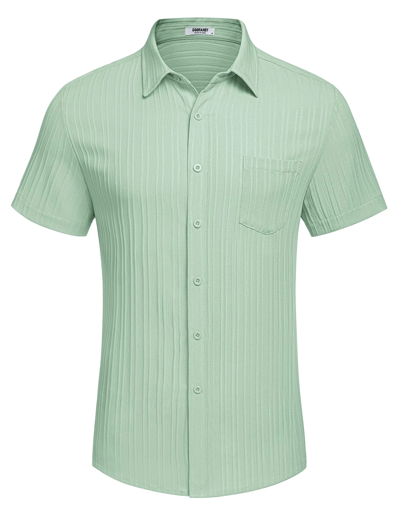 COOFANDY Men's Casual Button Down Shirts Short Sleeve Textured Summer Beach Shirt with Pocket