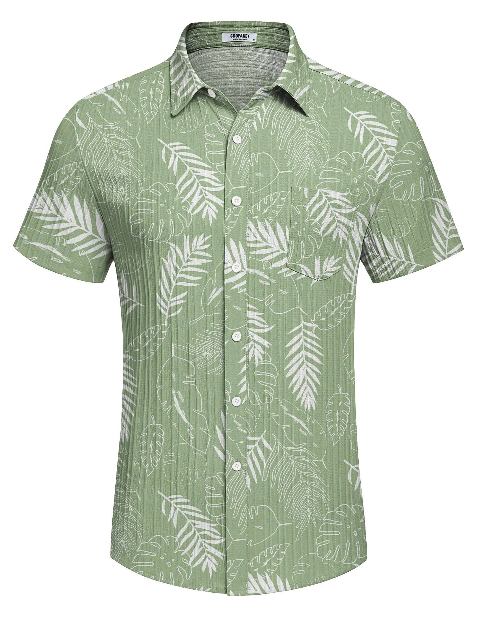 COOFANDY Men's Casual Button Down Shirts Short Sleeve Textured Summer Beach Shirt with Pocket