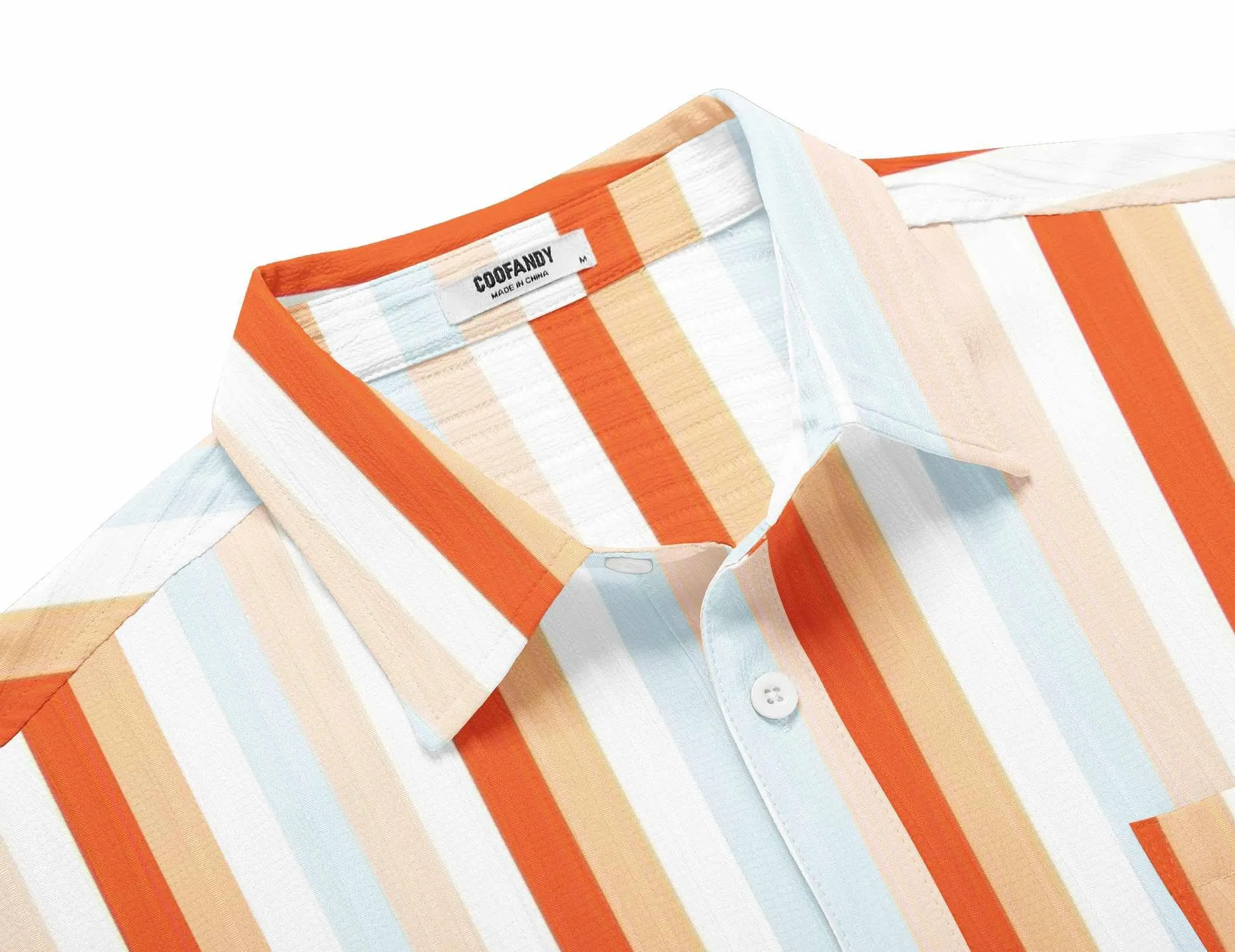 COOFANDY Men's Casual Button Down Shirts Short Sleeve Textured Summer Beach Shirt with Pocket