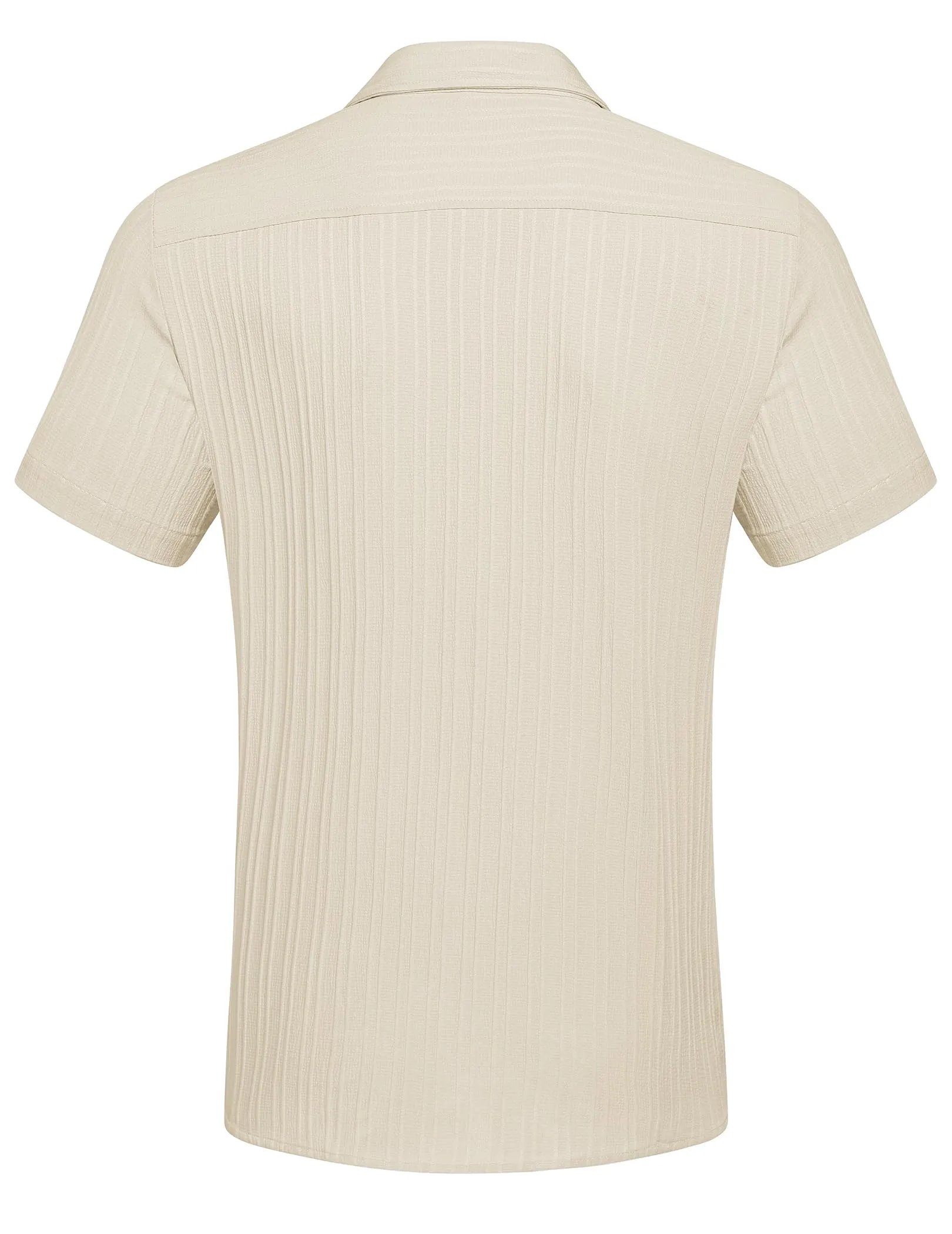 COOFANDY Men's Casual Button Down Shirts Short Sleeve Textured Summer Beach Shirt with Pocket