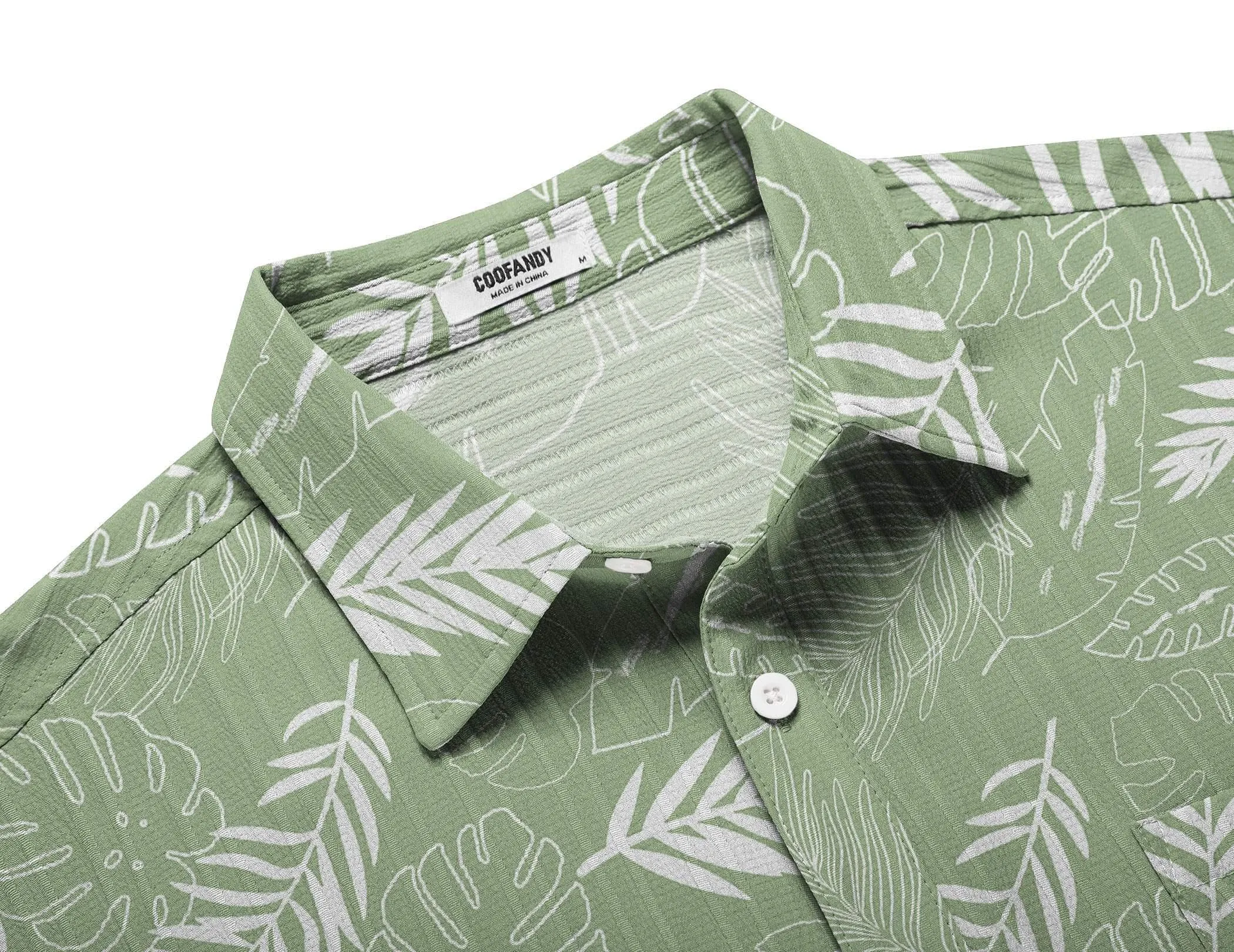 COOFANDY Men's Casual Button Down Shirts Short Sleeve Textured Summer Beach Shirt with Pocket