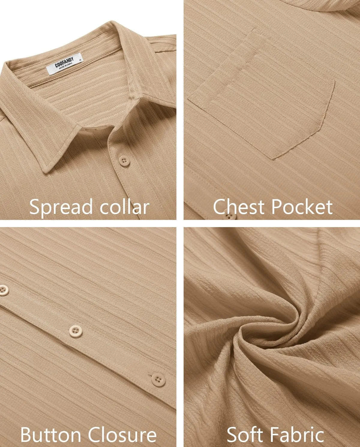 COOFANDY Men's Casual Button Down Shirts Short Sleeve Textured Summer Beach Shirt with Pocket