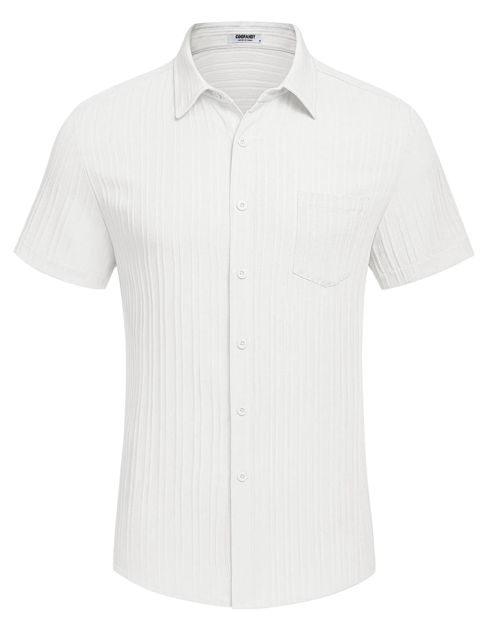 COOFANDY Men's Casual Button Down Shirts Short Sleeve Textured Summer Beach Shirt with Pocket