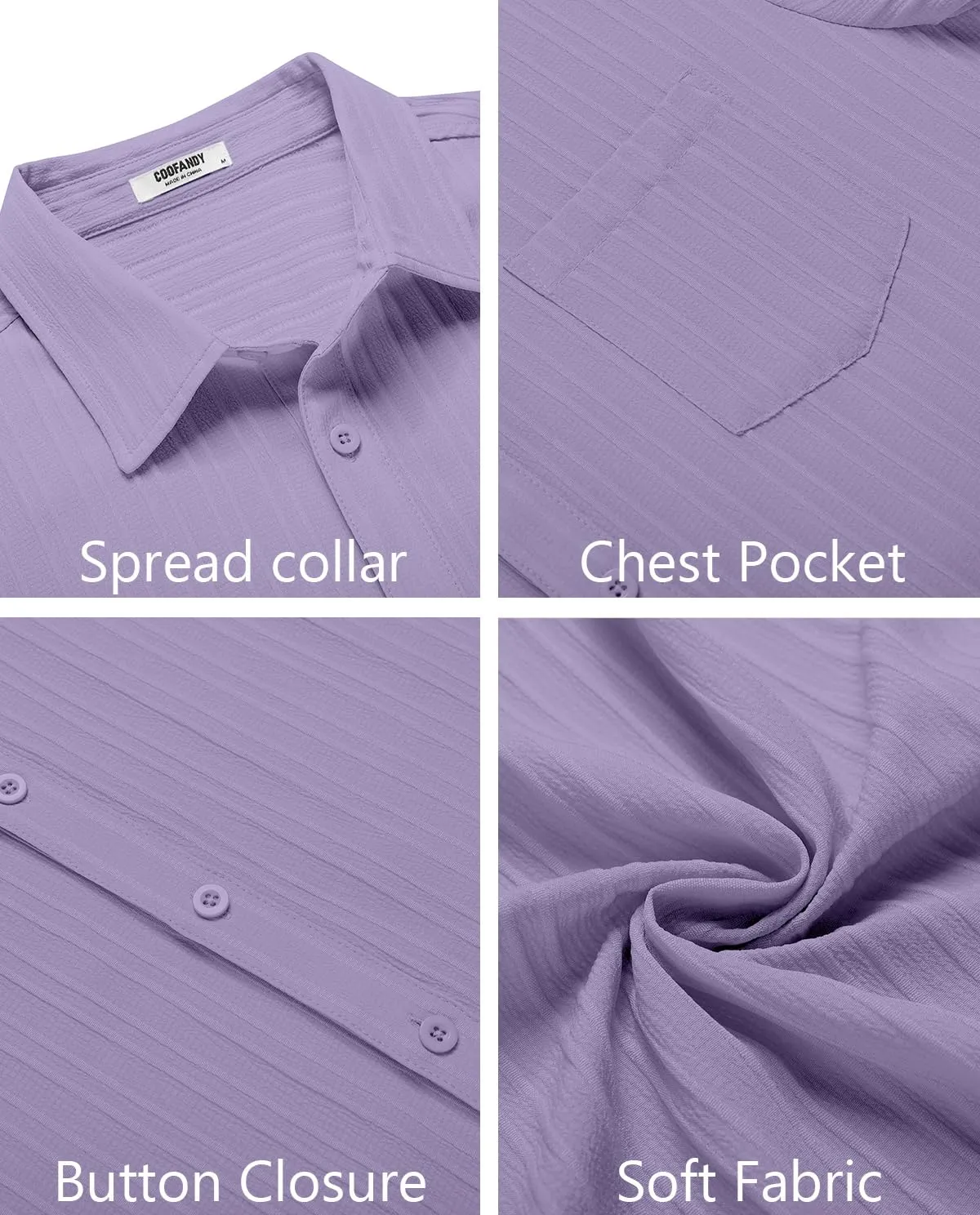 COOFANDY Men's Casual Button Down Shirts Short Sleeve Textured Summer Beach Shirt with Pocket