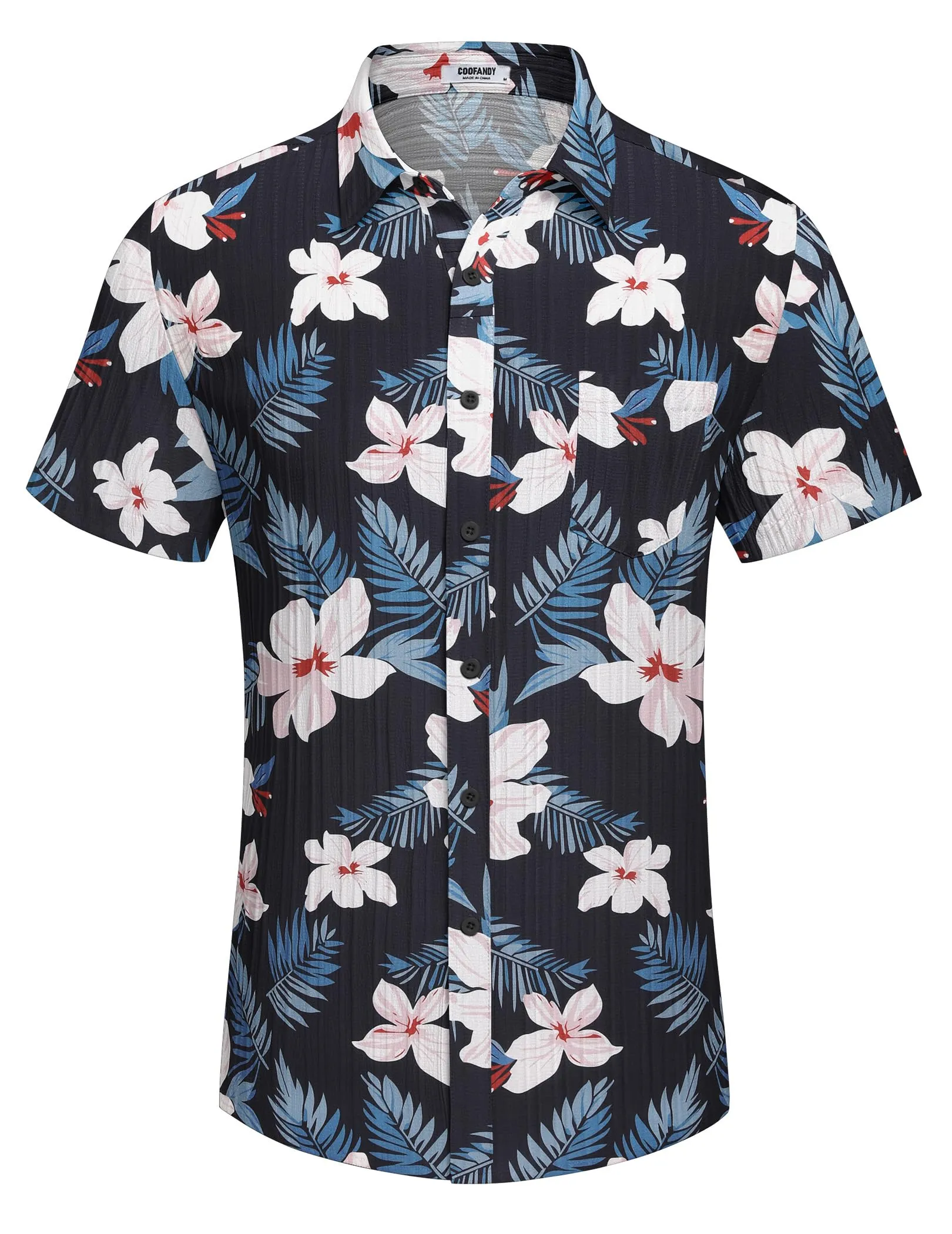 COOFANDY Men's Casual Button Down Shirts Short Sleeve Textured Summer Beach Shirt with Pocket