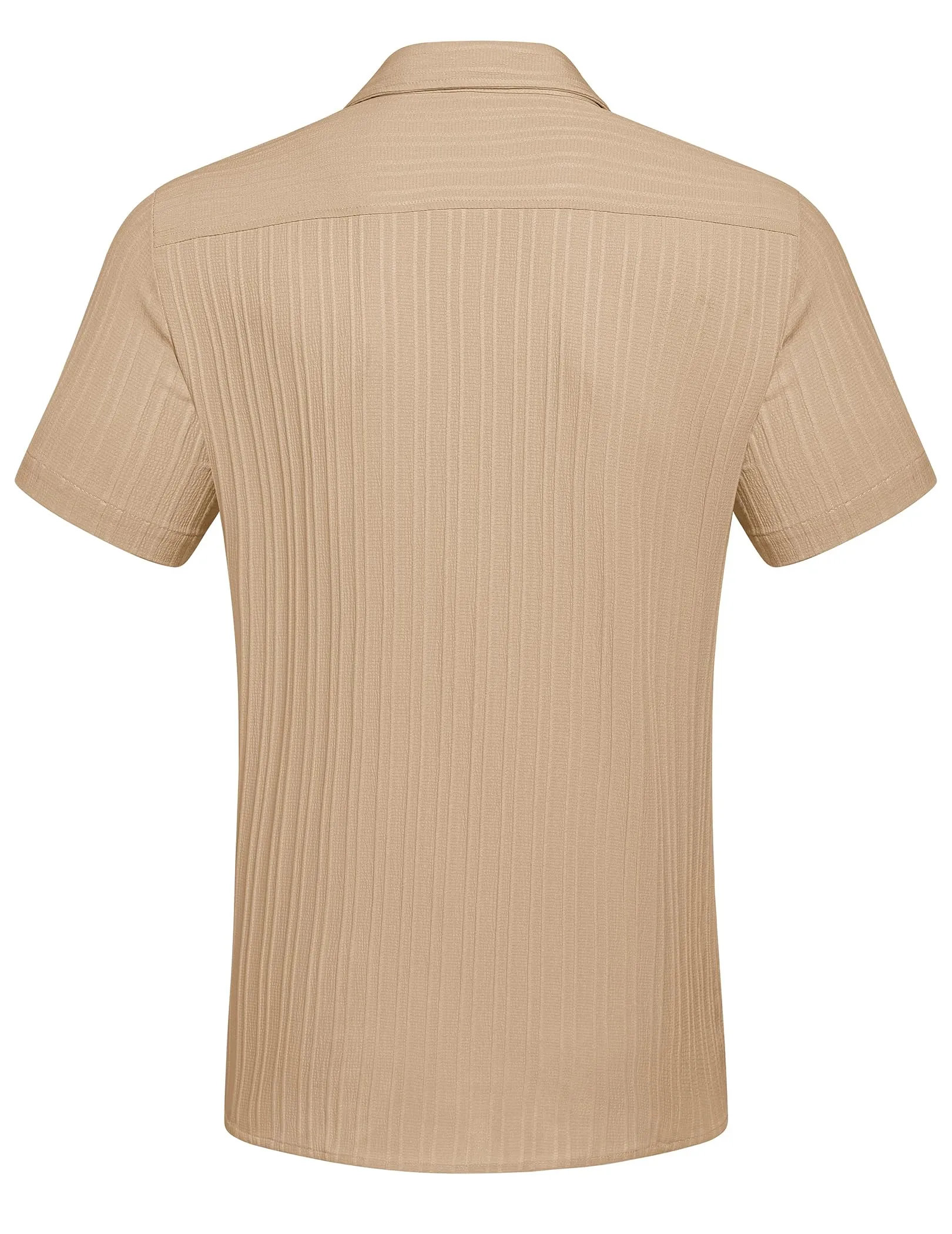 COOFANDY Men's Casual Button Down Shirts Short Sleeve Textured Summer Beach Shirt with Pocket